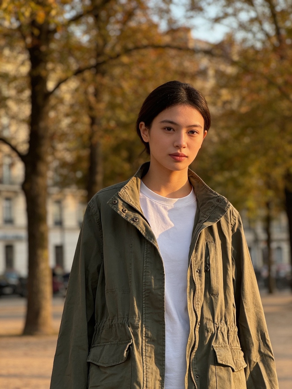 a.n.a Olive Utility Trench Coat with Front Pockets